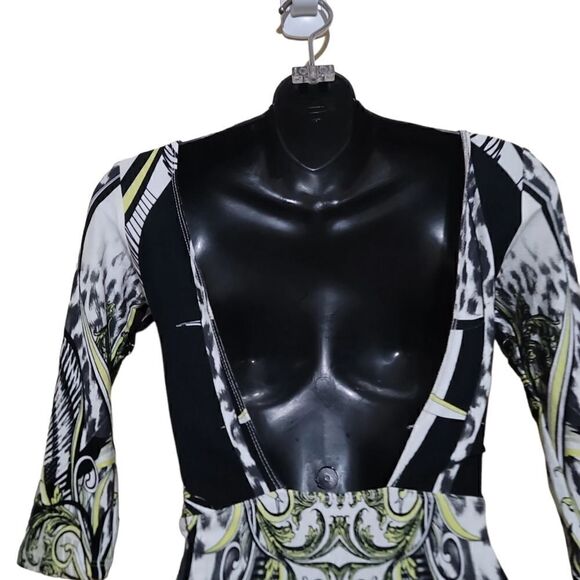 ASOS Black and White Midi Geometric 3/4 Sleeve Dress Sz 0 - Picture 5 of 9